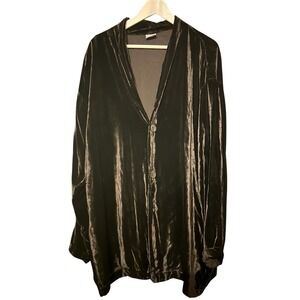 CP Shades Black‎ Velvet Cardigan Blazer Jacket Sz L Longline Whimsigoth Boho